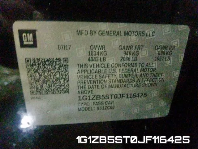 1G1ZB5ST0JF116425 фото 2