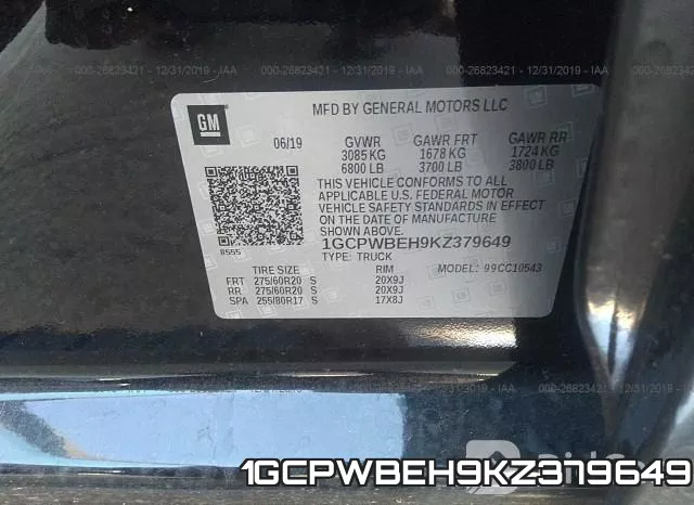 1GCPWBEH9KZ379649 фото 10
