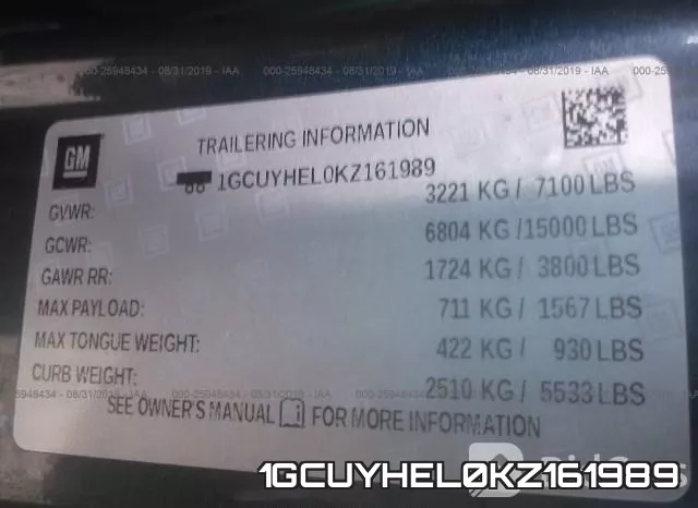1GCUYHEL0KZ161989 фото 10