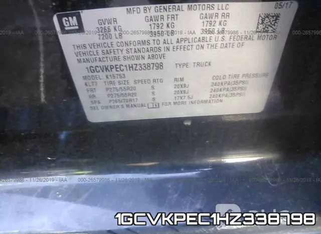 1GCVKPEC1HZ338798 фото 10