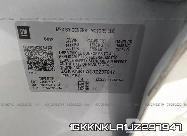 1GKKNKLA1JZ237947 фото 10
