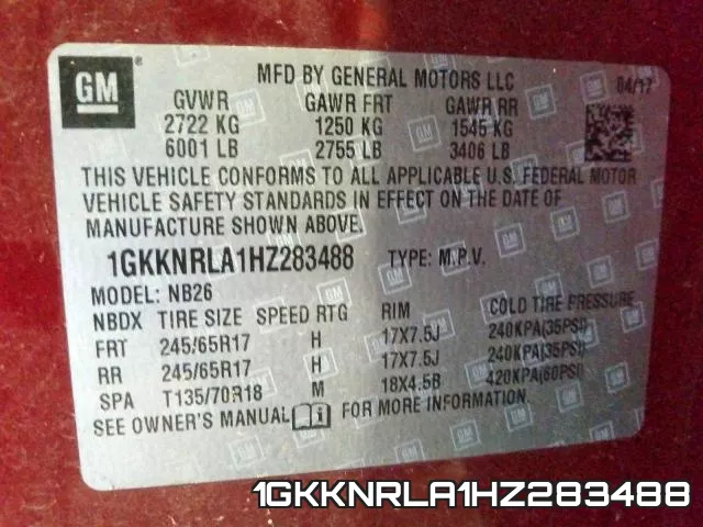 1GKKNRLA1HZ283488 фото 2