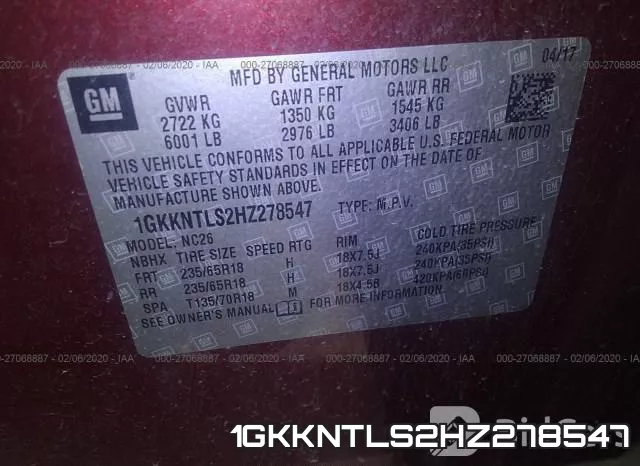 1GKKNTLS2HZ278547 фото 10