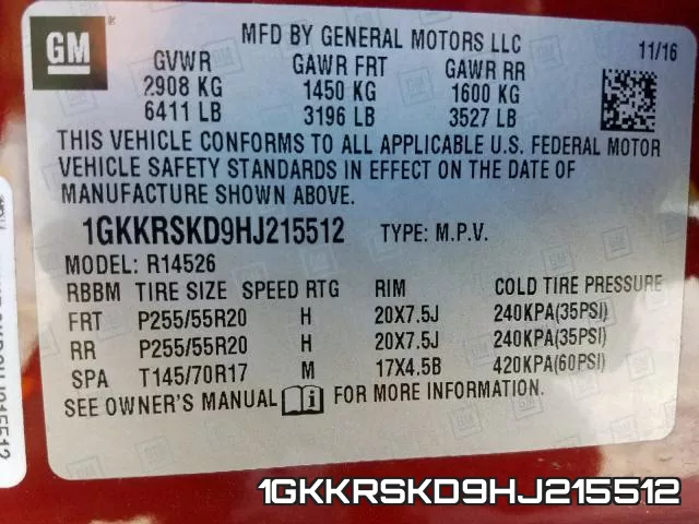 1GKKRSKD9HJ215512 фото 2
