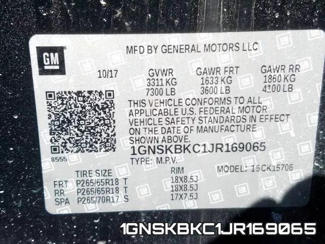 1GNSKBKC1JR169065 фото 2