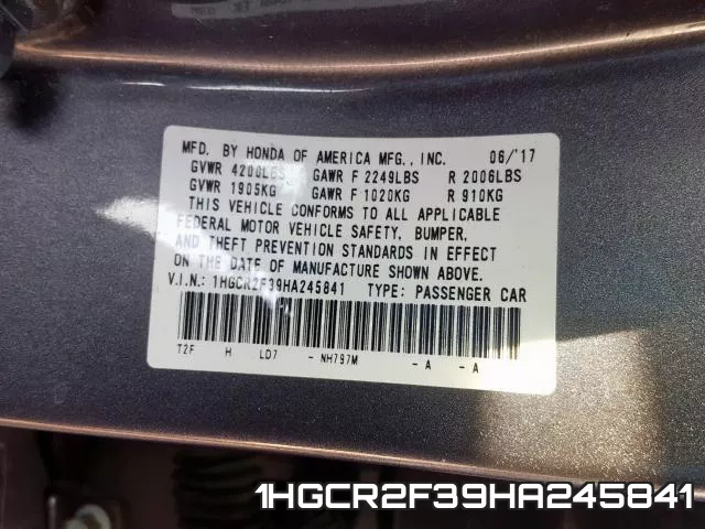 1HGCR2F39HA245841 фото 2