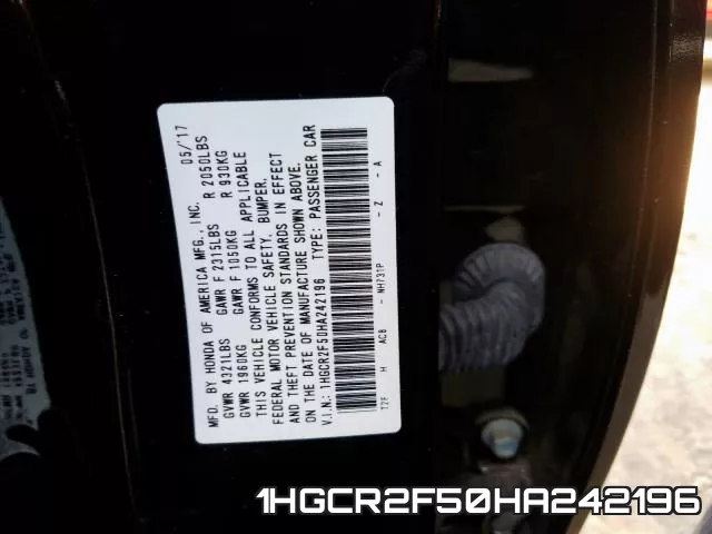 1HGCR2F50HA242196 фото 2