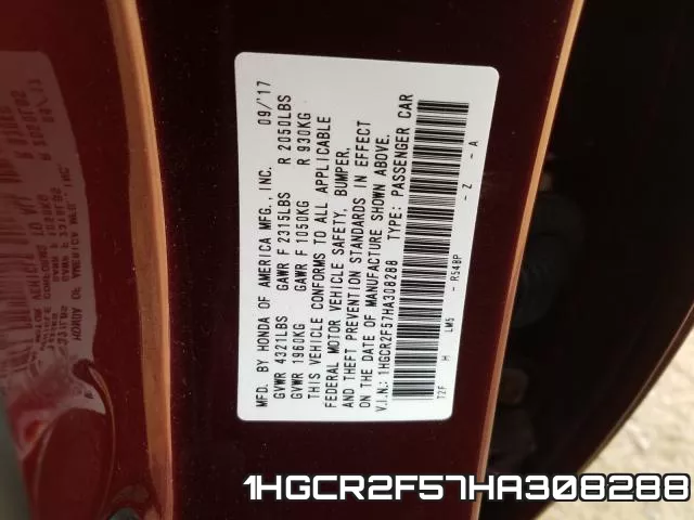 1HGCR2F57HA308288 фото 2
