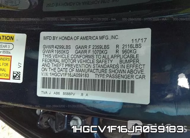 1HGCV1F16JA059183 фото 10