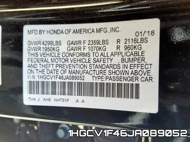 1HGCV1F46JA089052 фото 2