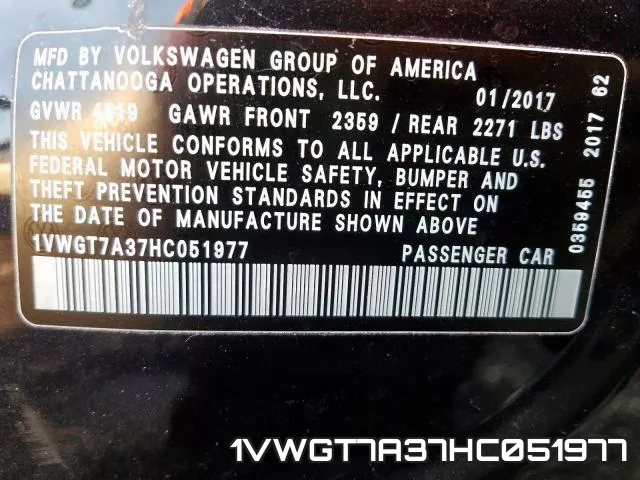1VWGT7A37HC051977 фото 2