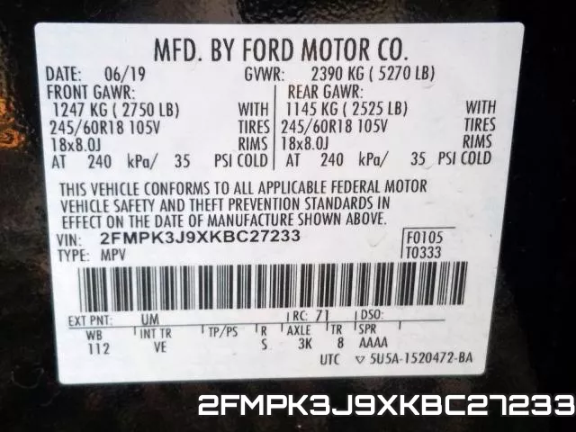 2FMPK3J9XKBC27233 фото 2
