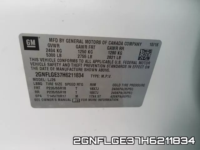 2GNFLGE37H6211834 фото 2