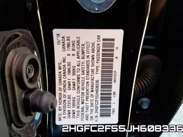 2HGFC2F55JH608336 фото 2