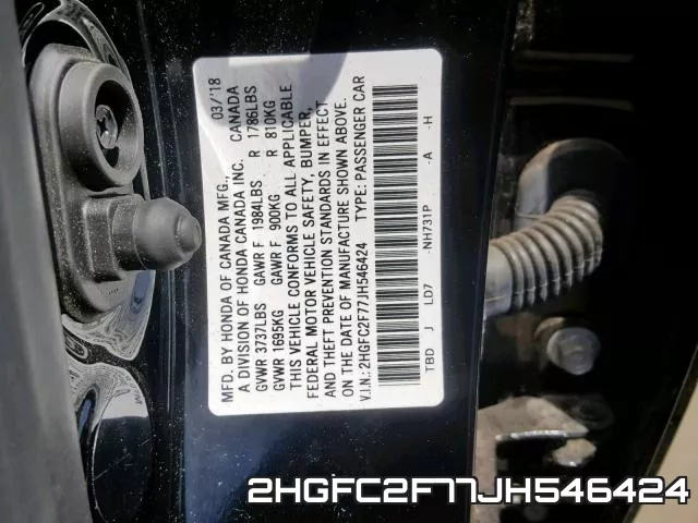 2HGFC2F77JH546424 фото 2