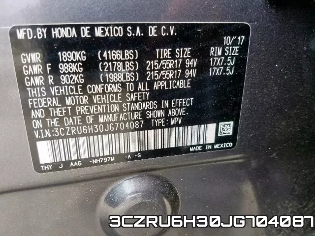 3CZRU6H30JG704087 фото 2