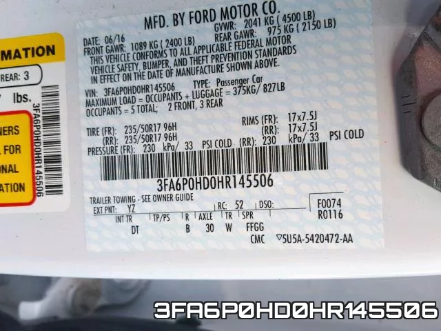 3FA6P0HD0HR145506 фото 2