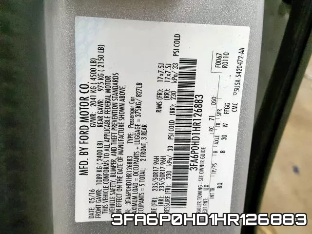 3FA6P0HD1HR126883 фото 2
