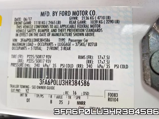 3FA6P0LU3HR384586 фото 2