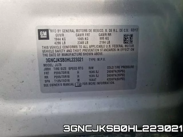 3GNCJKSB0HL223021 фото 2
