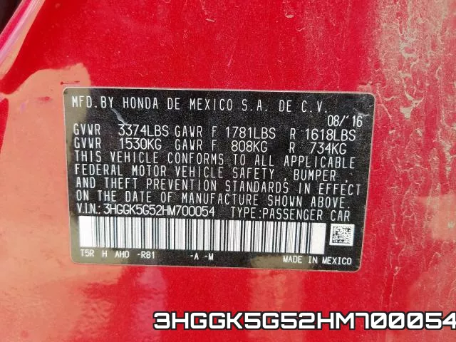 3HGGK5G52HM700054 фото 2