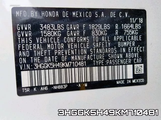 3HGGK5H49KM710481 фото 2