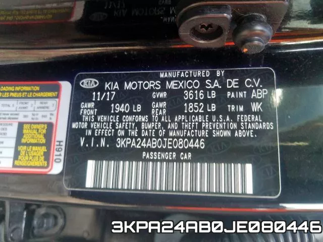 3KPA24AB0JE080446 фото 2