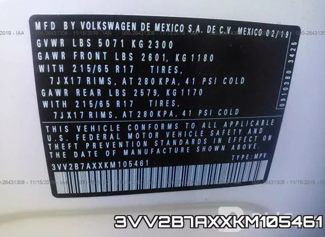 3VV2B7AXXKM105461 фото 10