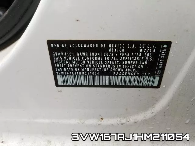 3VW167AJ1HM211054 фото 2