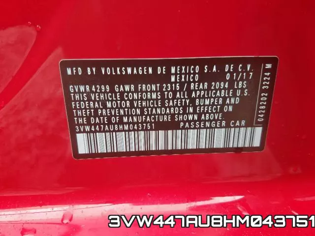 3VW447AU8HM043751 фото 2