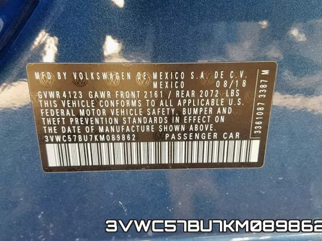 3VWC57BU7KM089862 фото 2