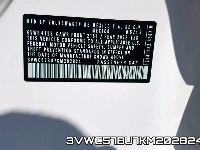3VWC57BU7KM202824 фото 2