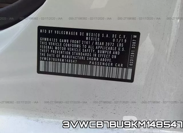 3VWCB7BU9KM148547 фото 10