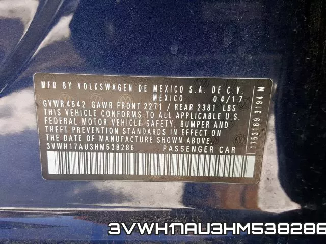 3VWH17AU3HM538286 фото 2