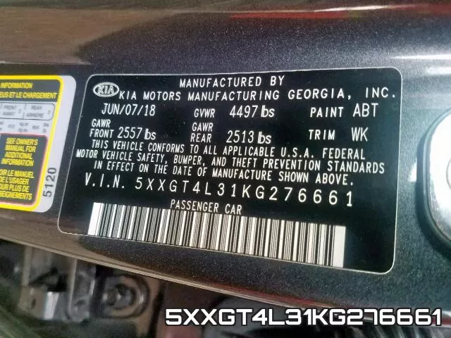 5XXGT4L31KG276661 фото 2