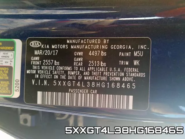 5XXGT4L38HG168465 фото 2