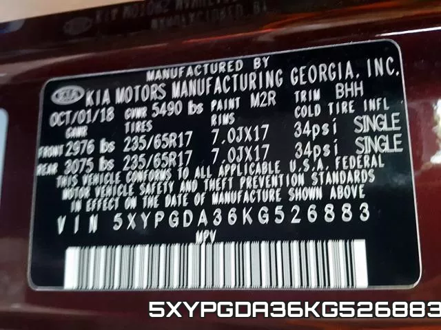 5XYPGDA36KG526883 фото 2