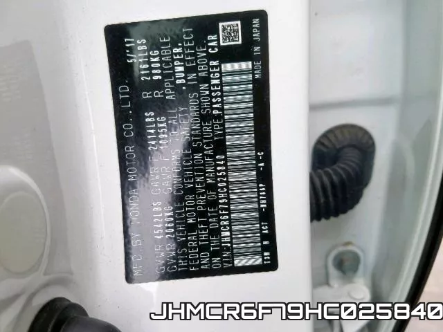 JHMCR6F79HC025840 фото 2