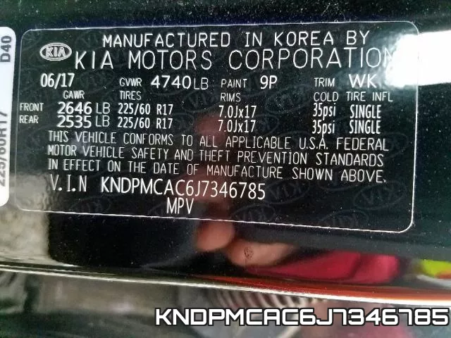 KNDPMCAC6J7346785 фото 2