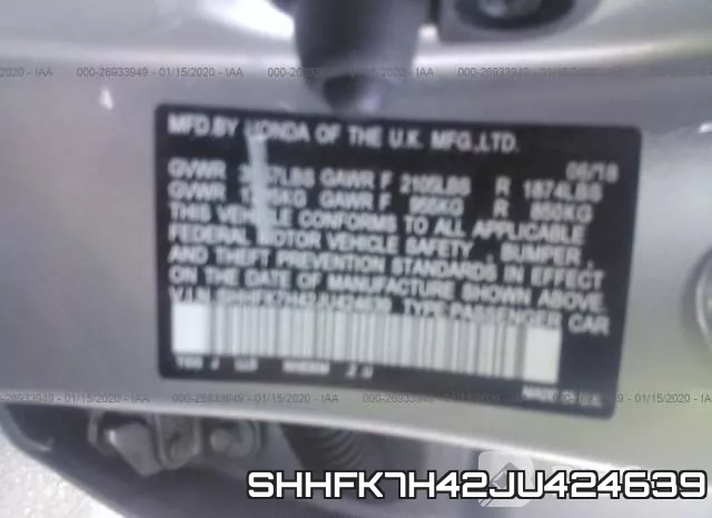 SHHFK7H42JU424639 фото 10