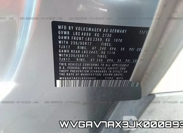 WVGAV7AX3JK000893 фото 10