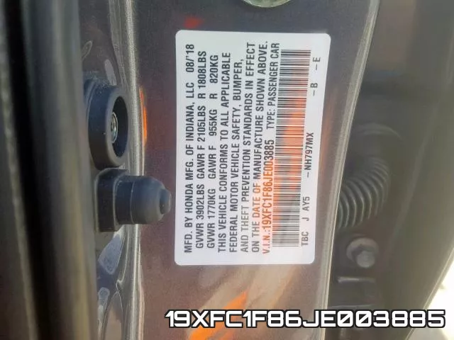 19XFC1F86JE003885 фото 2