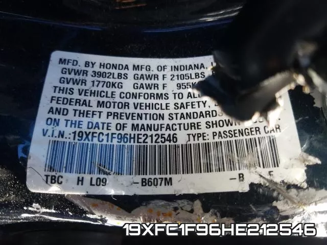 19XFC1F96HE212546 фото 2