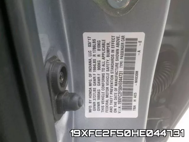 19XFC2F50HE044731 фото 2
