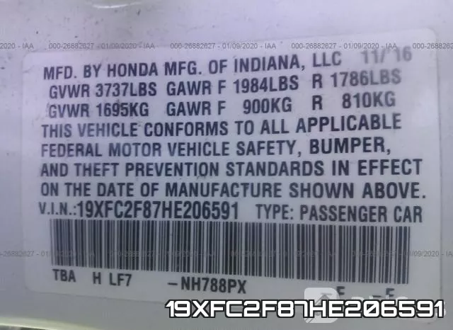 19XFC2F87HE206591 фото 10