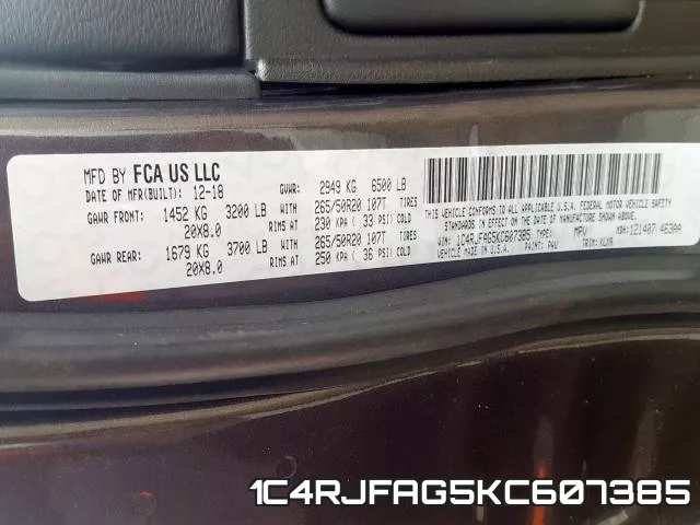 1C4RJFAG5KC607385 фото 2