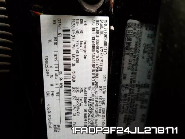 1FADP3F24JL278171 фото 2