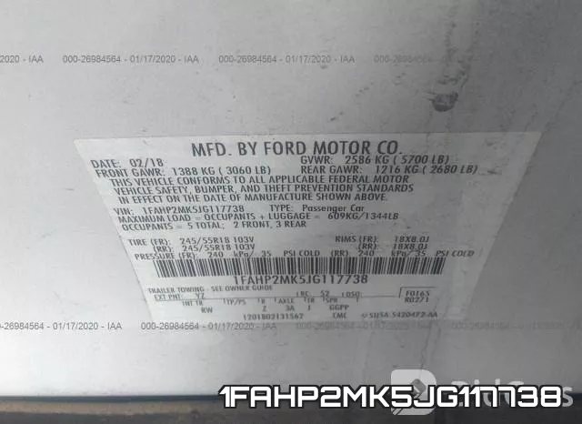 1FAHP2MK5JG117738 фото 10