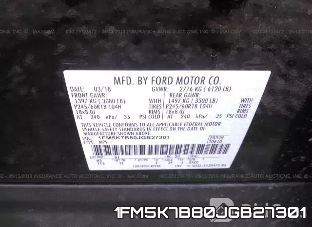 1FM5K7B80JGB27301 фото 10