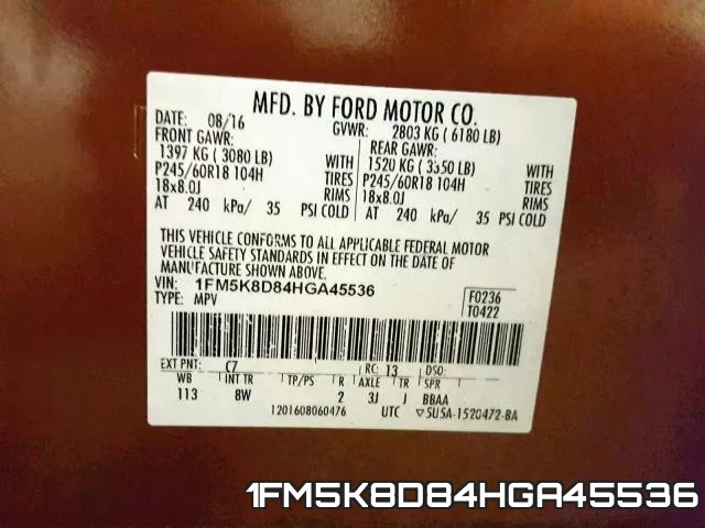 1FM5K8D84HGA45536 фото 2